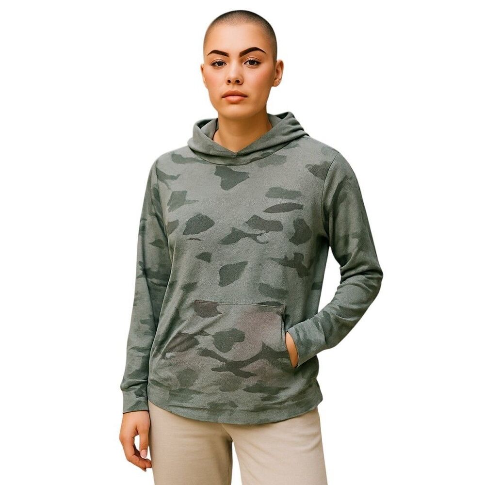 Lulu Roe Womens Sz S Gray Camouflage Long Sleeve Hooded Sweatshirt